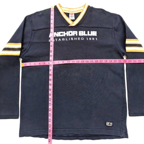 Vintage Anchor Blue v-neck navy sweater, men's medium - Picture 7 of 7